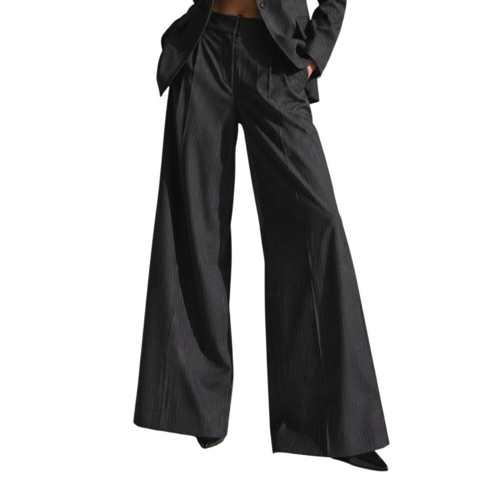 White House Black Market Contour Flare Leg Pinstripe Pants Black 8R Professional